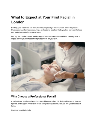 Beginner’s Guide to Professional Facials in London