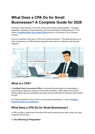 What Does a CPA Do for Small Businesses