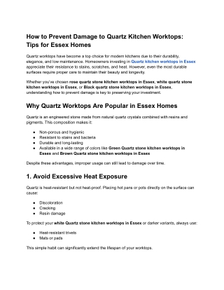 How to Prevent Damage to Quartz Kitchen Worktops_ Tips for Essex Homes