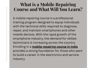 What is a Mobile Repairing Course and What Will You Learn