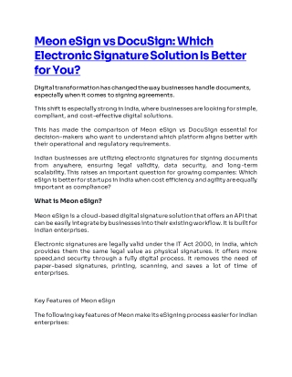 Why Meon eSign is a Better Alternative to DocuSign in India