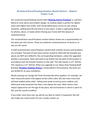 Reclaimed Wood Floating Fireplace Mantel Shelves – Modern Timber Craft