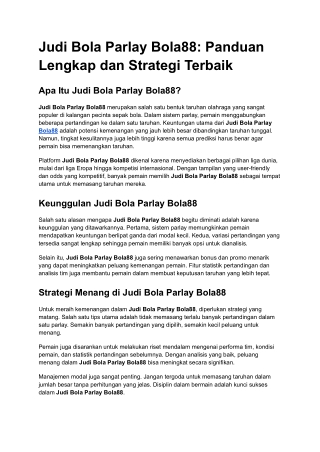 Judi Bola Parlay Bola88_ Panduan Lengkap dan Strategi Terbaik