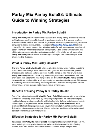 Parlay Mix Parlay Bola88_ Ultimate Guide to Winning Strategies