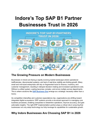 Indore’s Top SAP B1 Partner Businesses Trust in 2026