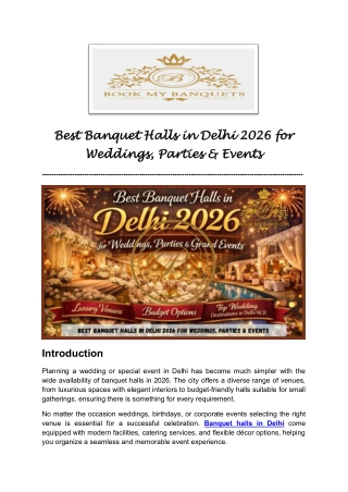 Banquet Halls in Delhi for Weddings & Events 2026