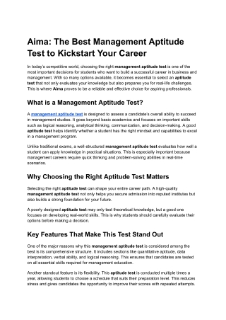 Aima_ The Best Management Aptitude Test to Kickstart Your Career
