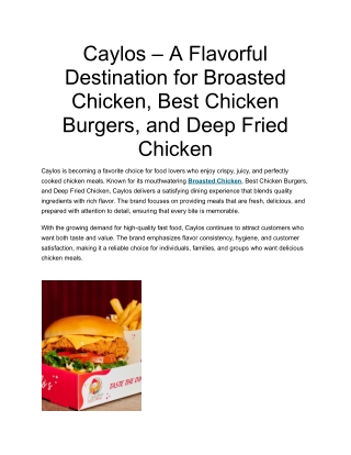 Caylos Fast Food – Best Fried Chicken & Chicken Burgers