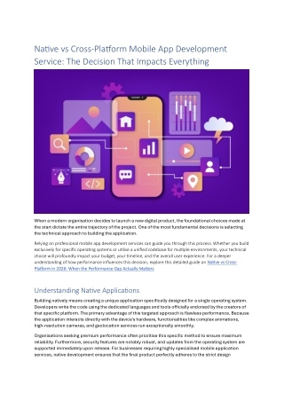 Native vs Cross-Platform Mobile App Development Service