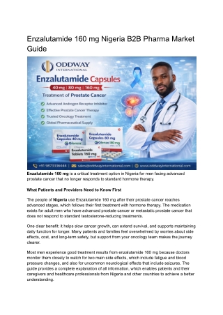 Enzalutamide 160 mg for Prostate Cancer Treatment in Nigeria  Oddway International
