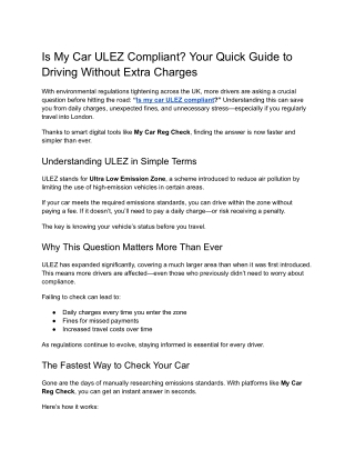 Is My Car ULEZ Compliant_ Your Quick Guide to Driving Without Extra Charges