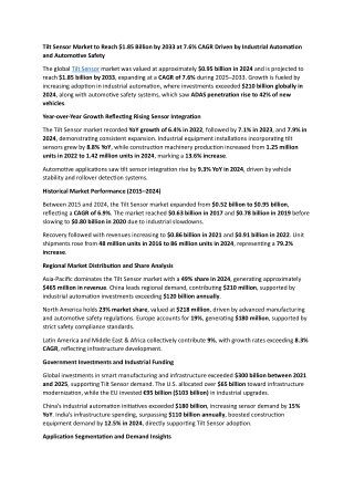 Tilt Sensor Market to Reach $1.85 Billion by 2033 at 7.6% CAGR