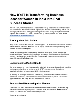 How BYST is Transforming Business Ideas for Women in India into Real Success Stories