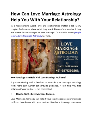 How Can Love Marriage Astrology Help You With Your Relationship?