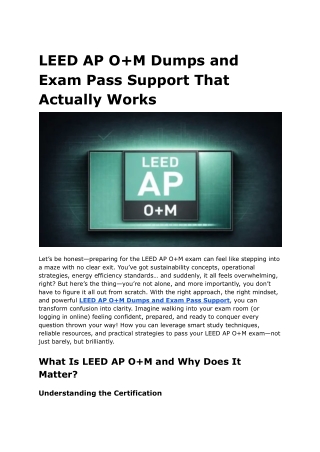 LEED AP O M Dumps and Exam Pass Support That Actually Works