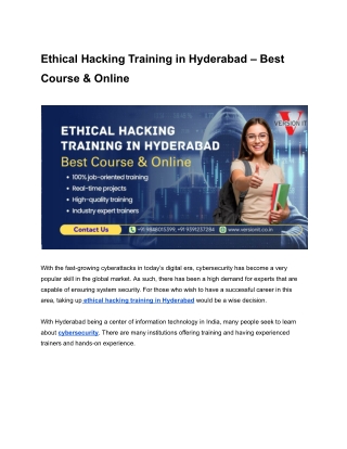 Ethical Hacking Training in Hyderabad – Best Course & Online