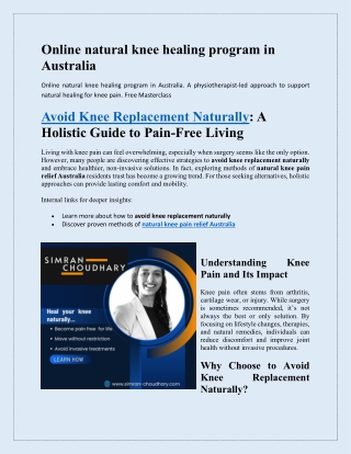 Online natural knee healing program in Australia