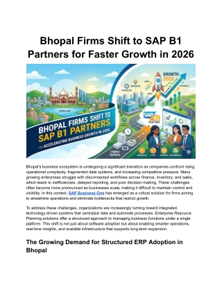 Bhopal Firms Shift to SAP B1 Partners for Faster Growth in 2026