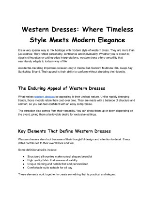 Western Dresses_ Where Timeless Style Meets Modern Elegance