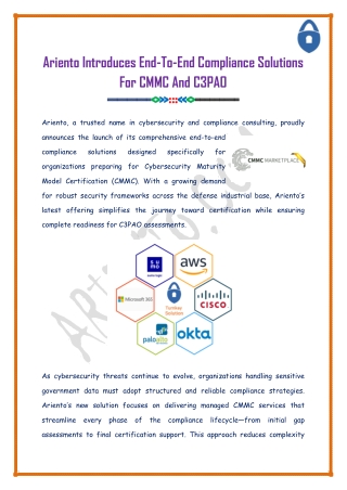 Ariento Introduces End-To-End Compliance Solutions For CMMC And C3PAO