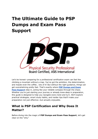 The Ultimate Guide to PSP Dumps and Exam Pass Support