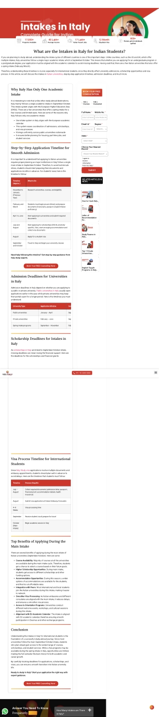 Italy University Intake Guide