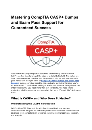 Mastering CompTIA CASP  Dumps and Exam Pass Support for Guaranteed Success