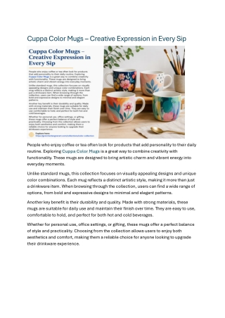 Cuppa Color Mugs – Creative Expression in Every Sip