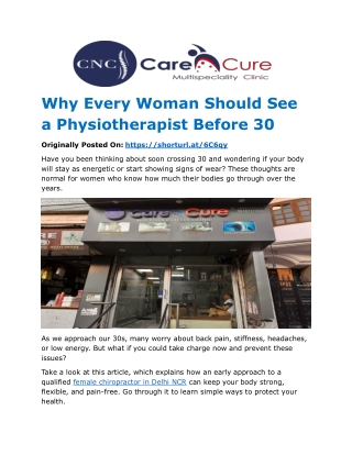 Why Every Woman Should See a Physiotherapist Before 30
