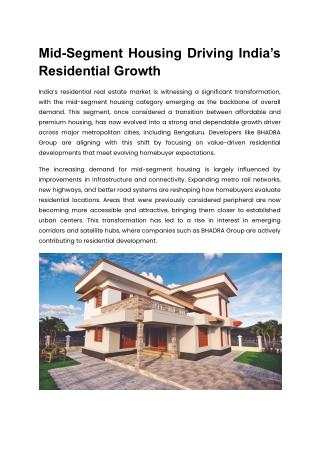 Mid-Segment Housing Driving India’s Residential Growth