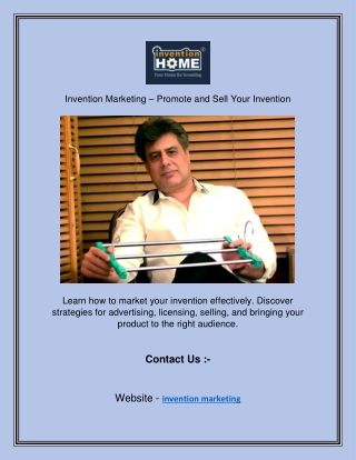 Invention Marketing – Promote and Sell Your Invention