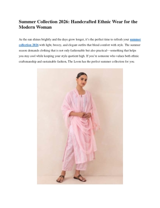 Summer Collection 2026 - Handcrafted Ethnic Wear for the Modern Woman