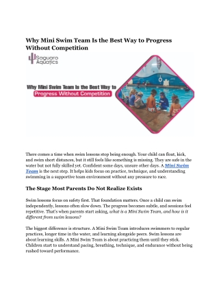 Why Mini Swim Team Is the Best Way to Progress Without Competition