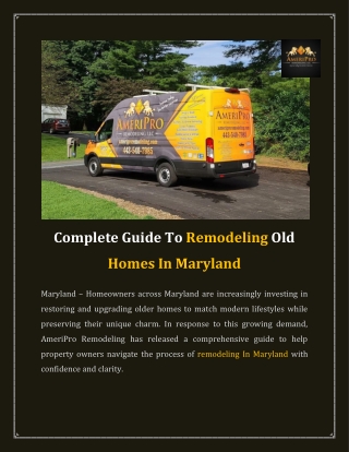 Complete Guide To Remodeling Old Homes In Maryland
