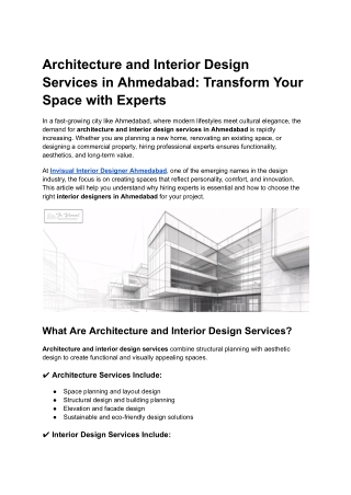 Architecture and Interior Design Services in Ahmedabad_ Transform Your Space with Experts