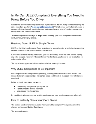 Is My Car ULEZ Compliant_ Everything You Need to Know Before You Drive