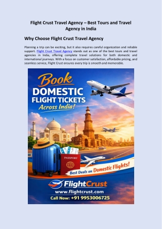 Flight Crust Travel Agency – Best Tours and Travel