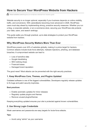 How to Secure Your WordPress Website from Hackers (2026 Guide)