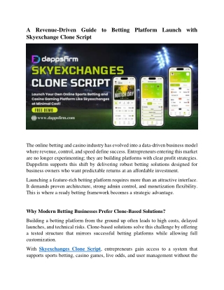 Skyexchanges Clone Script: Perfect for Enhancing Your Sportsbook Business