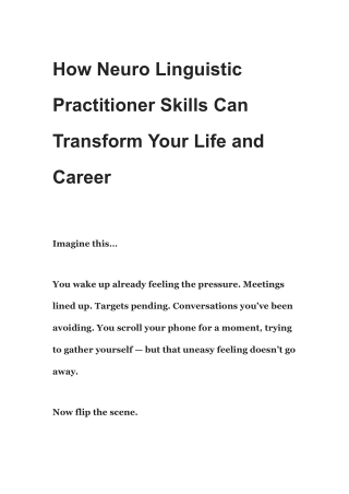 How Neuro Linguistic Practitioner Skills Transform Life & Career | Emotional Int