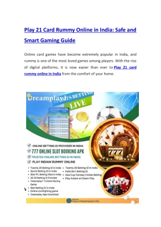 Play 21 Card Rummy Online in India: Safe and Smart Gaming Guide