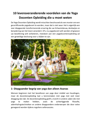 10 levensveranderende voordelen van de Yoga Docenten Opleiding die u moet weten