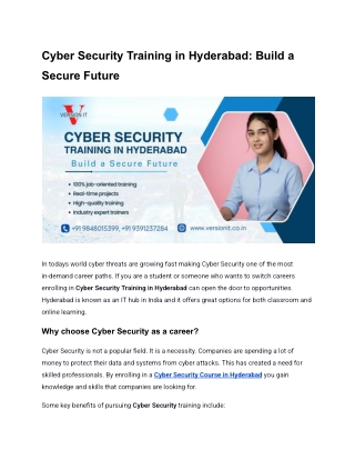 Cyber Security Training in Hyderabad_ Build a Secure Future