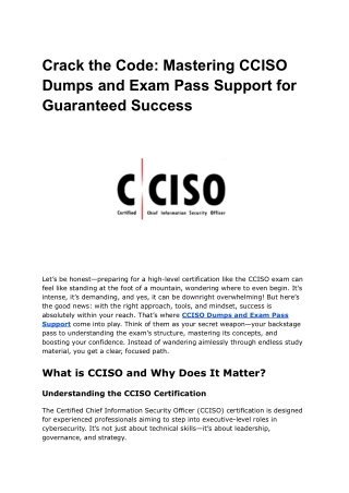 Crack the Code_ Mastering CCISO Dumps and Exam Pass Support for Guaranteed Success