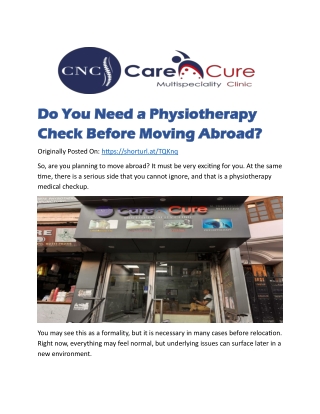 Do You Need a Physiotherapy Check Before Moving Abroad