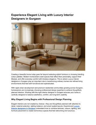 Experience Elegant Living with Luxury Interior Designers in Gurgaon