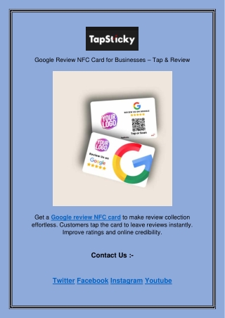 Google Review NFC Card for Businesses – Tap & Review