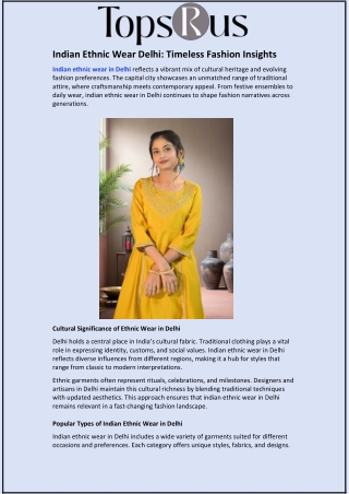 Indian Ethnic Wear Delhi and Timeless Fashion Insights