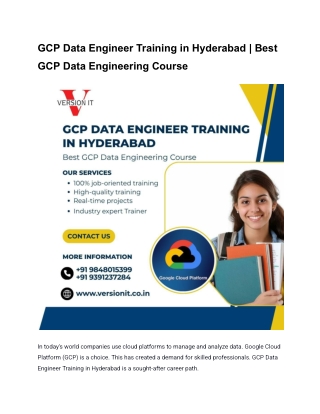 GCP Data Engineer Training in Hyderabad _ Best GCP Data Engineering Course