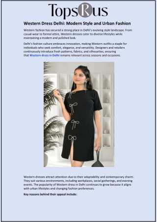 Western Dress Delhi and Modern Style and Urban Fashion